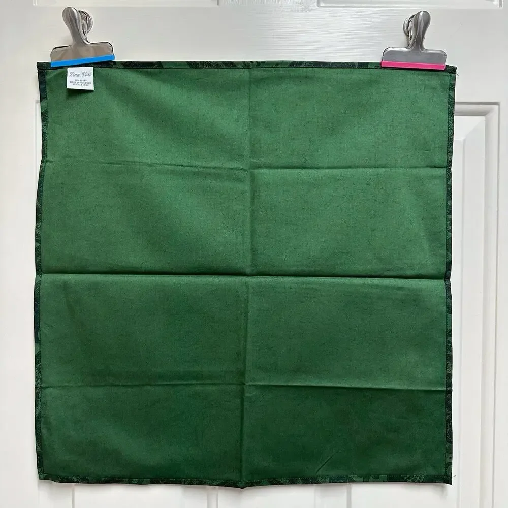 Emerald Green Zina Vasi 100% Cotton Regal Floral Linen Napkins Set of 4 NICE